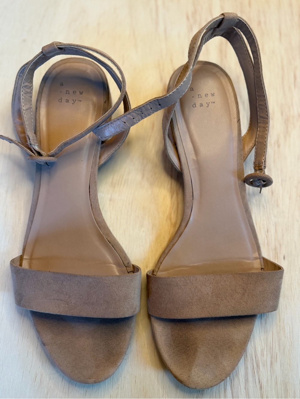 a new day Taupe Suede Strap Sandals with Ankle Buckle